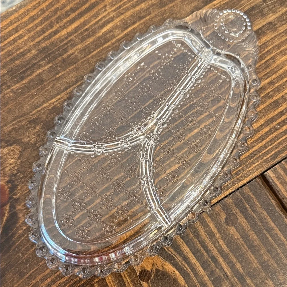 Indiana Glass Clear Oval Divided Dish